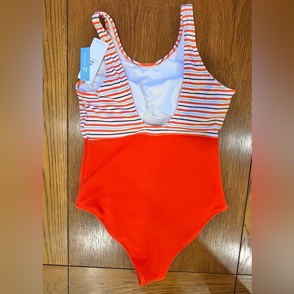 Cupshe One Piece Swimsuit NWT Beach Vacation Stripes Red White Size Large - Picture 2 of 9